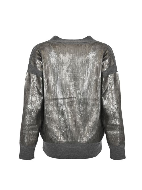 Cardigan in lana con spalmatura silver Alpha studio | AD-4471E2005